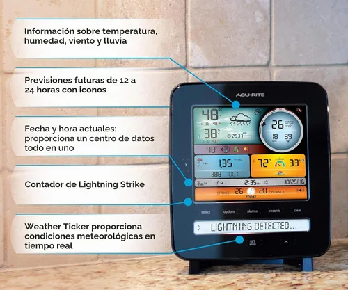 Vista 3 de Estación meteorológica AcuRite 01517 Pro con lluvia, viento, temperatura, humedad y tiempo Multicolor