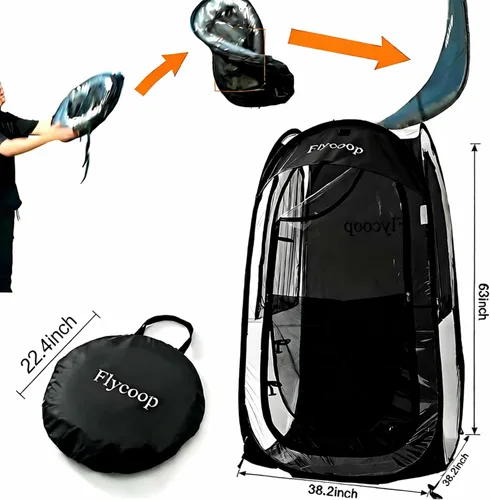 Vista 8 de Sports Tent Pop Up Shelter: Flycoop 37" L x 37" W x 63" H Weather Sports Pod for 1 Person Shelter in Winter Portable Camping Tents Outdoor Cold