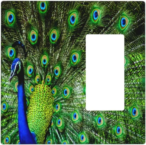 Vista 22 de Cubierta decorativa para toma de corriente de pavo real, cubierta de salida de 1 banda, cubierta de placa de interruptor de luz, placas