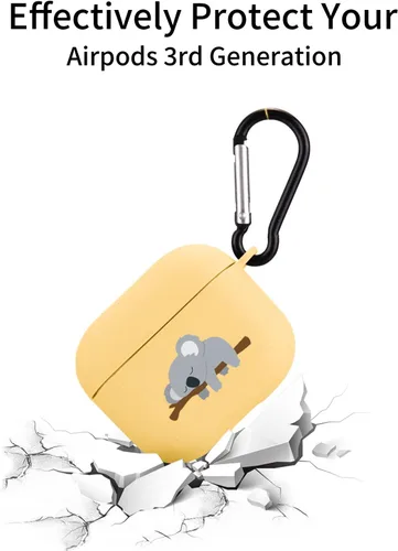 Vista 4 de Bonita funda de koala para dormir compatible con AirPods 3 con llavero, diseño de animales de dibujos animados, funda de TPU suave para AirPods 3