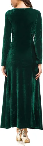 Vista 5 de Urban CoCo Vestido largo de terciopelo elástico con mangas largas, elegante, para mujer