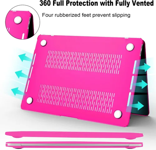 Vista 5 de B BELK - Funda para MacBook Air de 13,3 pulgadas, modelo A2337, A2179, A1932, color rosa brillante MacBook Air Case 2021 2020 2019 2018 M1 Chip