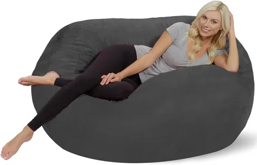Vista 21 de Chill Sack Funda para Silla Puf, 6 pies, Microgamuza - Chocolate Microsuede - Chocolate - Solo funda