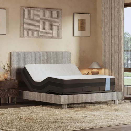 Vista 10 de FLEXISPOT Cama ajustable todo en uno Queen con colchón de espuma viscoelástica de gel refrescante de 10 pulgadas, marco de cama tapizado