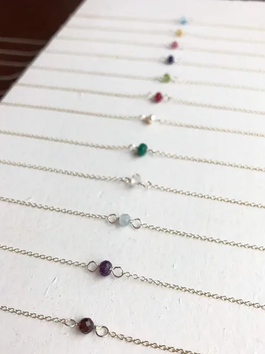 Vista 5 de Gargantilla de piedra natal – Regalo de cumpleaños, regalo para niña, mujer, amiga, hija, esposa, mamá, ella, joyas de piedras preciosas para uso