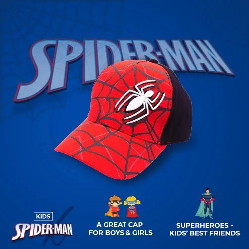 Vista 3 de Marvel Gorro de Spiderman para niños, gorra de béisbol de Spiderman transpirable para niños de 3 a 9 años