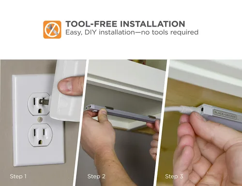 Vista 5 de BLACK+DECKER Accesorio de cable de puente de 108 pulgadas para kits de iluminación debajo del gabinete (paquete de 2)