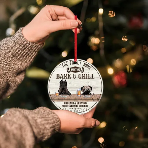 Vista 8 de SILYHEART Christmas Acrylic Ornaments Presa Canario & Pug Bull Dog Christmas Porcelain Ornament Family Dog Name Funny Dog Pet Lovers DIY Christmas