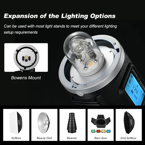 Vista 5 de Godox AD600BM Montura Bowens 600Ws GN87 Flash estroboscópico de alta velocidad para exteriores y estudio monoluz con sistema inalámbrico 2.4G X