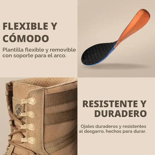 Vista 5 de ANGRYRAM Botas de trabajo para hombres con punta de acero, botas militares tácticas, cómodas, ligeras, antideslizantes, botas de senderismo