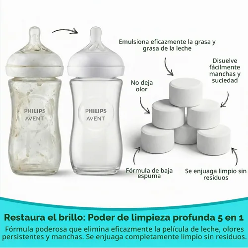 Vista 5 de 180 tabletas para lavar botellas, tabletas de detergente a base de plantas compatibles con Baby Brezza, Momcozy Grownsy, Papablic y todos