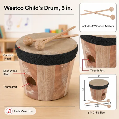 Vista 2 de Westco Juguete de instrumentos musicales de tambor para niños