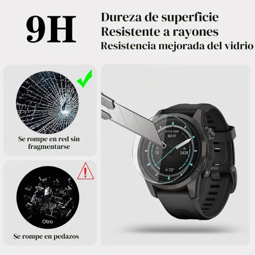 Vista 2 de Protector de pantalla para Garmin Epix pro 42MM/Fenix 7S y funda protectora de TPU HUADU, película de vidrio templado 9H, antiarañazos, alta