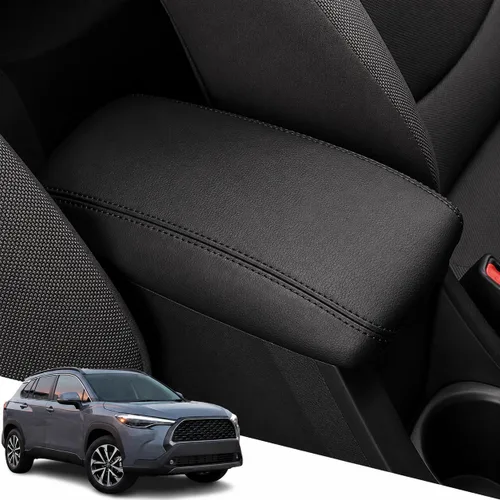 Vista 130 de Great-luck Funda de cuero para consola central, almohadilla para reposabrazos, accesorios de cubierta de caja (costuras rojas) para BMW X1 2023 2024
