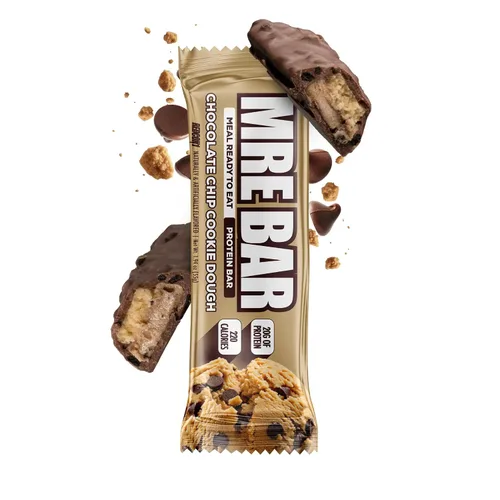 Vista 12 de REDCON1 MRE Barras de proteína de masa de galletas con chispas de chocolate, 12 barras de aperitivos para desayuno o después del entrenamiento 12