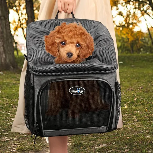 Vista 6 de Lixada Cesta de bicicleta para perros plegable y extraíble de 12 x 10.2 x 13.8 pulgadas con cubierta impermeable, mochila multifuncional para perros
