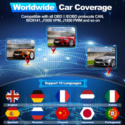 Vista 6 de 52HZ Herramienta de diagnóstico del escáner OBD2, lector de código de motor de verificación automática profesional con reinicio y modo 6 y modo 8