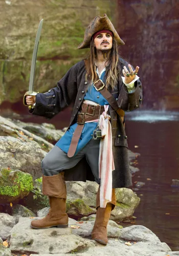 Vista 2 de Disfraz de Capitán Jack Sparrow para Hombre de Piratas del Caribe de Disney Multicolor