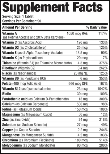 Vista 6 de Bronson ONE Daily Multivitamínico Multimineral Completo 50+ para mujer, 90 tabletas