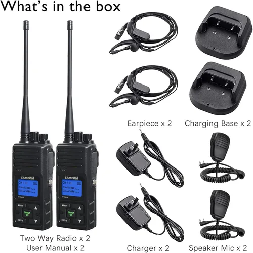 Vista 3 de SAMCOM Walkie Talkie Radio bidireccional de largo alcance de 5 vatios recargable con micrófono parlante, radios de 2 vías SAMCOM de alta resistencia