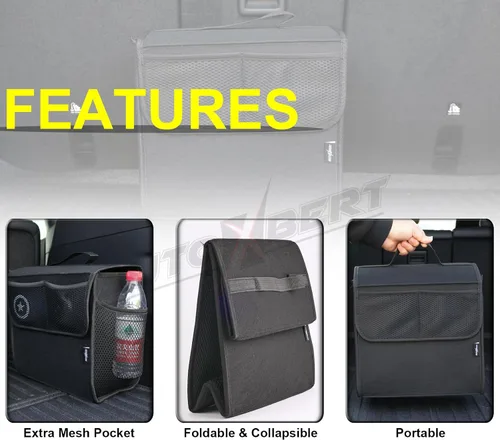 Vista 2 de Organizador de maletero de automóvil, organizador de bolsa de coche de fieltro suave, plegable de 12 x 7 x 12 pulgadas, para Honda CRV Civic Accord
