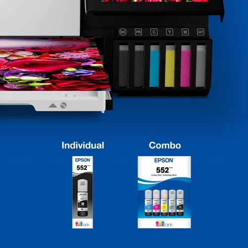 Vista 6 de Epson 552 EcoTank Ink Botella de ultra alta capacidad cian (T552220-S) Funciona con ET-8500, 8550