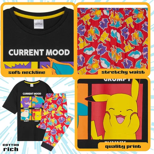 Vista 4 de Pokemon Conjunto de pijama para hombre, camiseta y pantalones largos, ropa de descanso para hombres y adolescentes, tallas S-3XL, regalos para él