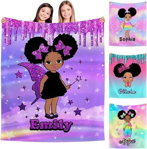 Vista 16 de MyPupSocks Manta Decorativa Personalizada con Nombre Personalizado Mantas para Niña Hija Nieta Manta Bonita (7 Tamaños)