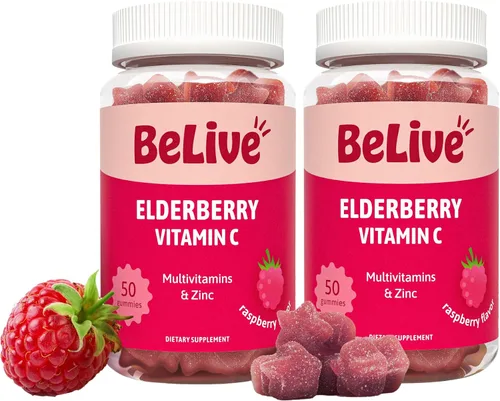 Vista 8 de BeLive Gomitas de saúco con vitamina C, D3 y zinc, suplemento multivitamínico para apoyo a la salud inmunológica para niños y adultos, 50