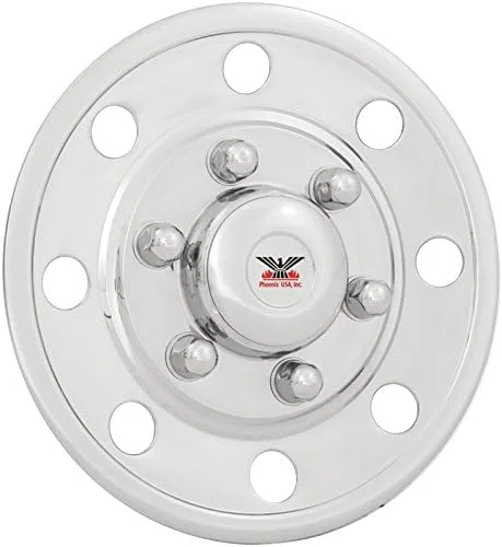 Vista 2 de PHOENIX GQST50 - Juego de 4 tapacubos para rueda de remolque de 15 pulgadas con tuercas de 5 o 6 ruedas, cubierta de rueda de acero inoxidable, tapa