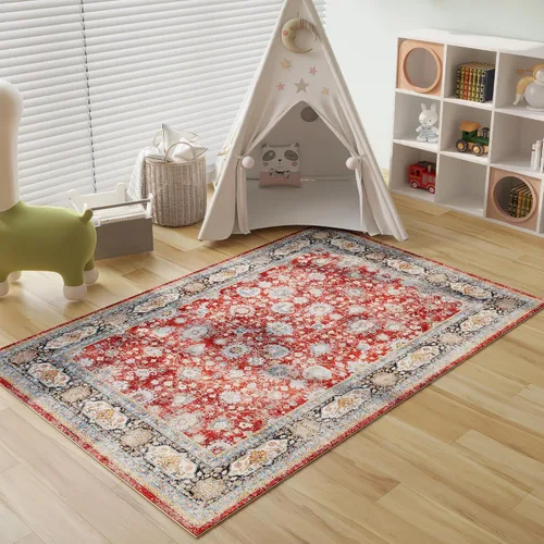 Vista 161 de Rugcomf Alfombra de Entrada de 2'x3' - Patrón Paisley, Tapete para Puerta de Entrada Interior, Floral Vintage, Lavable a Máquina, Alfombra