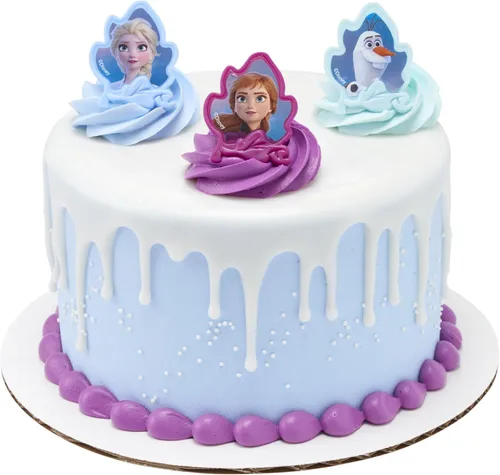 Vista 7 de DecoPac Anillos Frozen II, decoraciones de cupcakes con Elsa, Anna y Olaf para celebraciones de cumpleaños y Navidad, paquete de 24