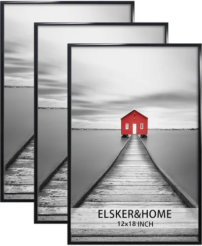 Vista 12 de ELSKER&HOME Marco de póster de 8 x 24 pulgadas, paquete de 3 portarretratos Negro