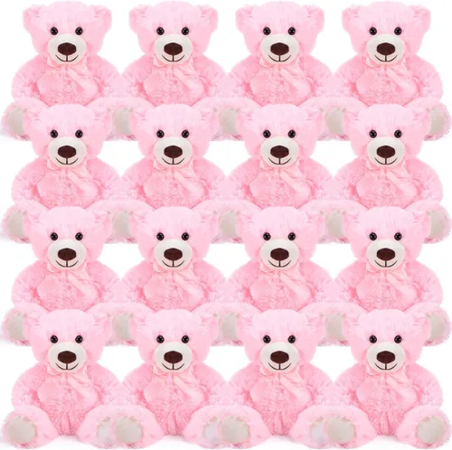 Vista 8 de Jenaai 16 ositos de peluche con lazo de 13.8 pulgadas para centros de mesa de baby shower, revelación de género, decoración de fiesta, regalo de Azul