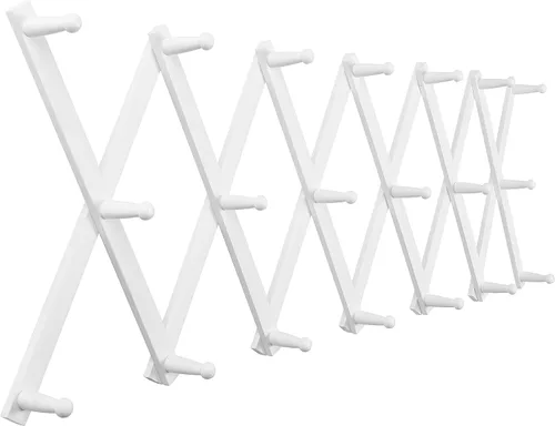 Vista 47 de SKOLOO Perchero de pared para sombreros con 14 ganchos, de madera maciza, moderno, perchero de pared expandible para abrigos, sombreros, bolsos