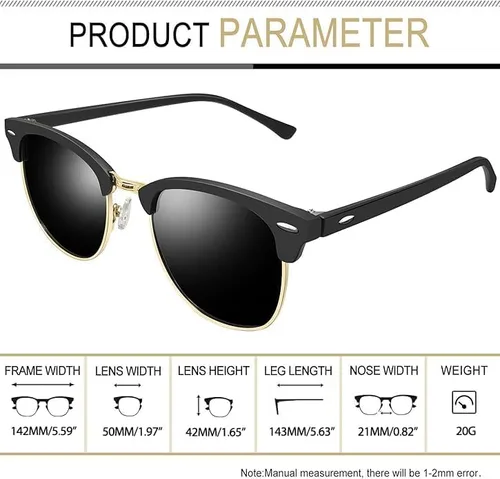 Vista 3 de Joopin Vintage Sunglasses Half Frame Sun Glasses Polarized UV Protection Browline Shades for Women Men