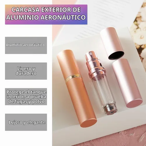 Vista 5 de Botella recargable de viaje de perfume, atomizador portátil, botella atomizadora, bomba de aroma de fragancia, relleno desde la parte inferior Negro