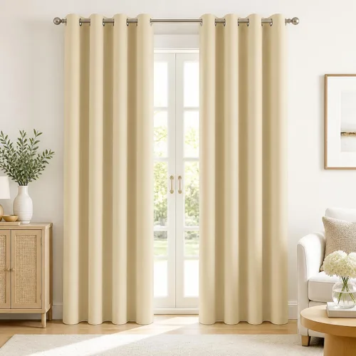 Vista 264 de Deconovo Cortinas opacas 100% con forro negro, cortinas con ojales aisladas térmicamente que reducen el ruido, doble capa para oscurecer