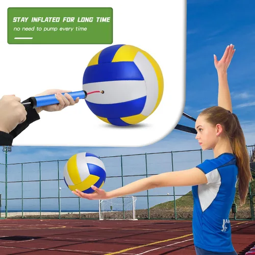 Vista 4 de Paquete de 6 pelotas de voleibol tamaño oficial 5 de cuero compuesto inflables con bomba para mujeres, hombres, para exteriores, interiores, playa