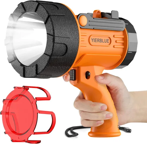 Vista 10 de YIERBLUE Foco recargable, linterna recargable de mano de 200,000 lúmenes, IP67 resistente al agua 12 horas de funcionamiento para navegación Naranja