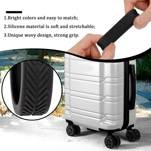 Vista 4 de BOXOB 8 fundas para ruedas de equipaje, fundas protectoras de rueda de maleta, fundas protectoras de rueda de silicona de dopamina, accesorios