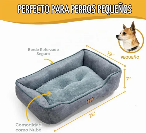 Vista 5 de CANINE CANYON Cama pequeña para perros de 26 pulgadas, sofá lavable de felpa para perros y gatos pequeños, cama rectangular suave para cachorros