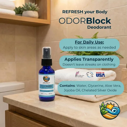 Vista 6 de 3rd Rock Essentials ODORBlock Desodorante corporal sin perfume Desodorante invisible sin aluminio no tóxico Cuidado personal totalmente natural