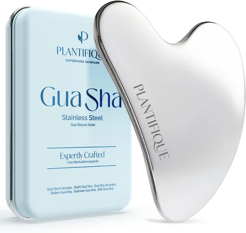 Vista 7 de PLANTIFIQUE Juego de Rodillo Facial de Hielo y Gua Sha de Acero Inoxidable - Herramientas de Masaje para Cuidado de la Piel con Crioterapia - Juego