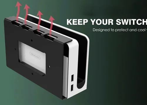 Vista 6 de Nuevo para NS Switch OLED Kit de soporte de almacenamiento de montaje en pared, compatible con consola de juegos Nintendo Switch OLED blanconegro