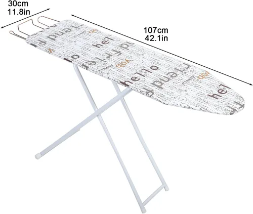 Vista 2 de Tabla de planchar de tamaño completo, tabla de planchar con soporte de plancha, tablas de planchar pequeñas de altura ajustable para espacios