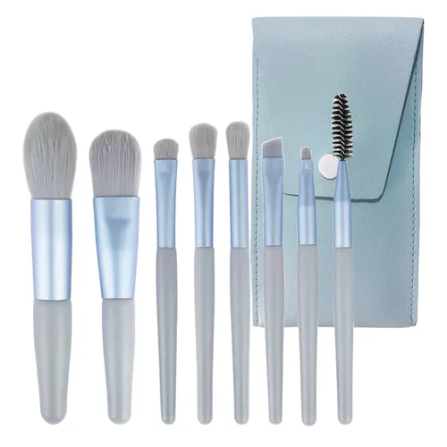 Vista 10 de Juego de 8 brochas de maquillaje, mini brochas de maquillaje, brochas de maquillaje, mezcla de rubor, corrector de sombra de ojos, delineador