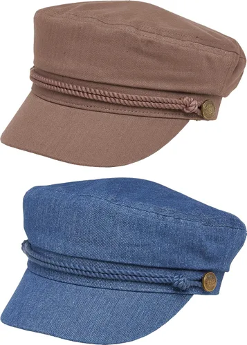 Vista 39 de Funky Junque Gorra de pescador griego, gorra de algodón para panaderos Floral - Denim