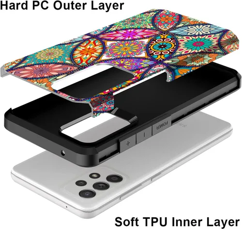 Vista 4 de Funda compatible con Samsung Galaxy A72, delgada, híbrida, a prueba de golpes, cubierta dura a prueba de golpes, diseño gráfico de moda, colorido