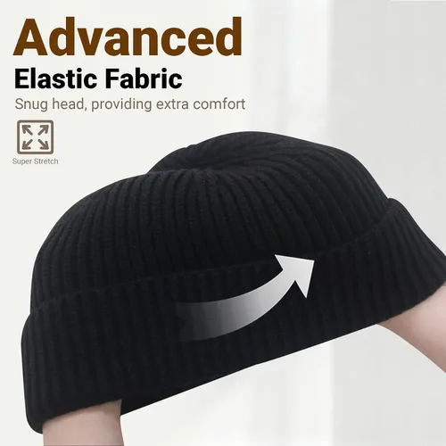 Vista 4 de NPQQUAN Gorros de pescador para hombres y mujeres, gorro de punto corto para invierno